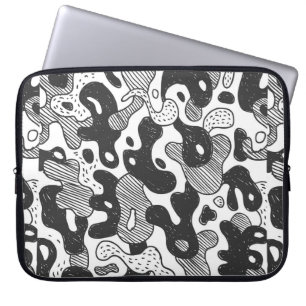 abstrakt doodle stil kamouflage,svart laptop fodral