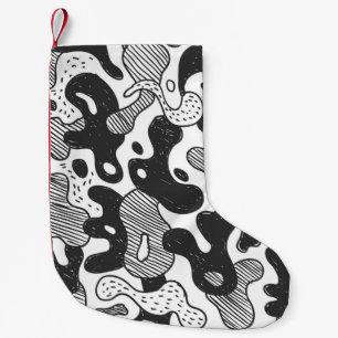 abstrakt doodle stil kamouflage,svart liten julstrumpa