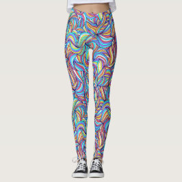 Abstrakt Doodle Swirl Mönster, Roligt Leggings