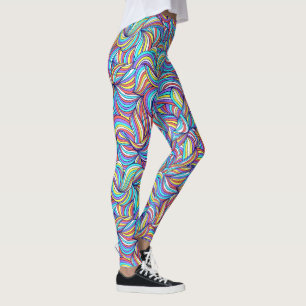 Abstrakt Doodle Swirl Mönster, Roligt Leggings