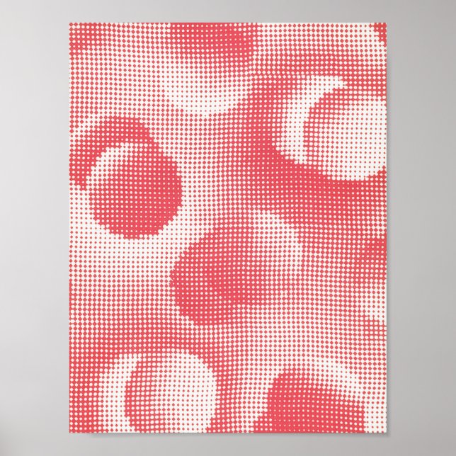 Abstrakt Dot Art Pixel Red Poster (Framsidan)