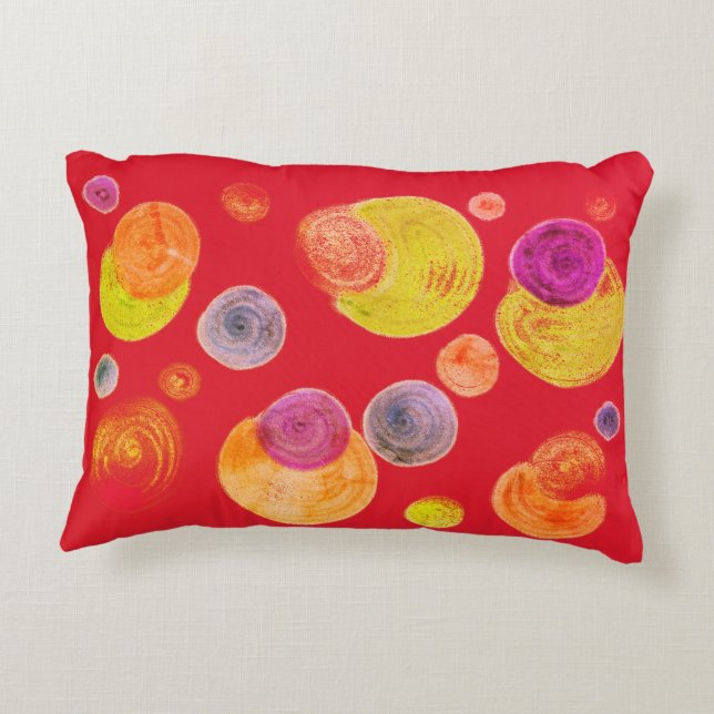 Abstrakt Dots Roligt Reversible Black/Red Prydnadskudde (Baksidan)