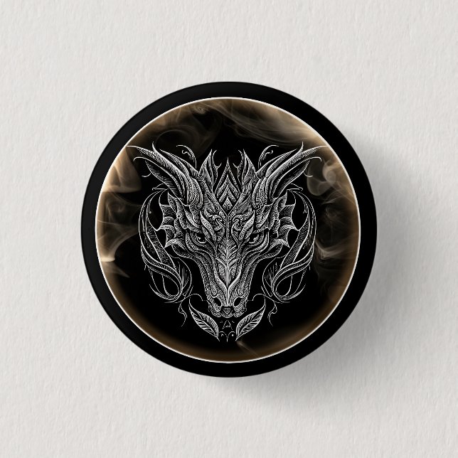 Abstrakt Dragon Head i Aesthetic Button Knapp (Framsida)