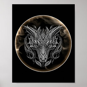Abstrakt Dragon Head i Aesthetic Poster