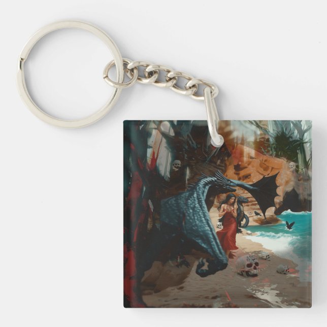 Abstrakt Dragon Skull Occult Mörk Witchy AI Art (Framsidan)