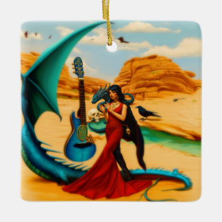 Abstrakt Dragon Skull Occult Mörk Witchy AI Art Julgransprydnad Keramik