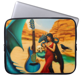 Abstrakt Dragon Skull Occult Mörk Witchy AI Art Laptop Fodral