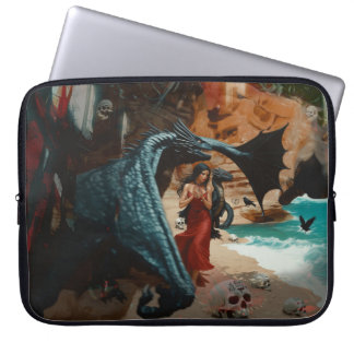 Abstrakt Dragon Skull Occult Mörk Witchy AI Art Laptop Fodral