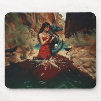 Abstrakt Dragon Skull Occult Mörk Witchy AI Art Musmatta