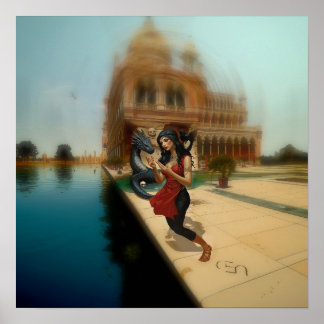 Abstrakt Dragon Skull Witchy AI Art Matte Value Poster