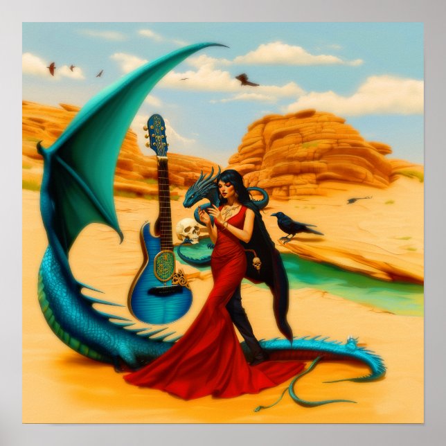 Abstrakt Dragon Skull Witchy AI Art Matte Value Poster (Framsidan)