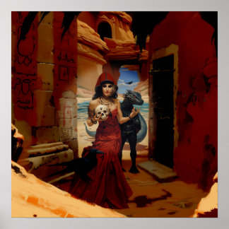 Abstrakt Dragon Skull Witchy AI Art Matte Value Poster