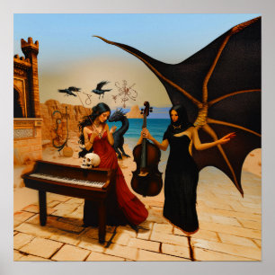 Abstrakt Dragon Skull Witchy AI Art Matte Value Poster