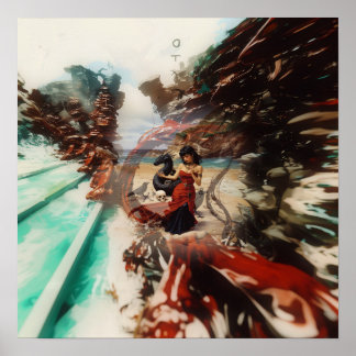 Abstrakt Dragon Skull Witchy AI Art Matte Value Poster