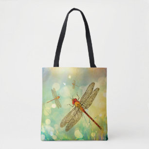 Abstrakt Dragonflies i en Garden Tote Bag Tygkasse
