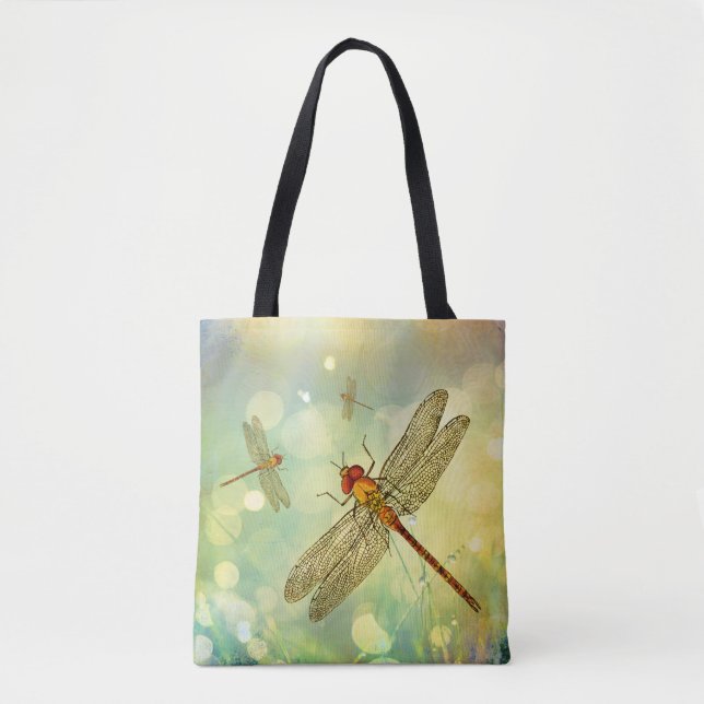 Abstrakt Dragonflies i en Garden Tote Bag Tygkasse (Framsida)