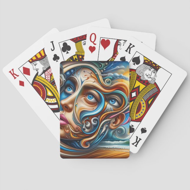 Abstrakt Dreamscape Ocean Serenity & Cosmic  Casinokort (Baksidan)