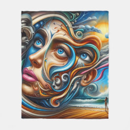 Abstrakt Dreamscape Ocean Serenity & Cosmic Fleecefilt