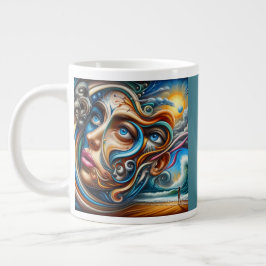 Abstrakt Dreamscape Ocean Serenity & Cosmic Jumbo Mugg