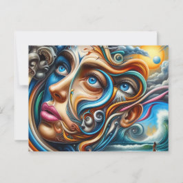 Abstrakt Dreamscape Ocean Serenity & Cosmic Vykort