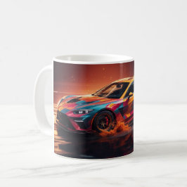 Abstrakt Driv Orange Blue Sports Car Kaffemugg