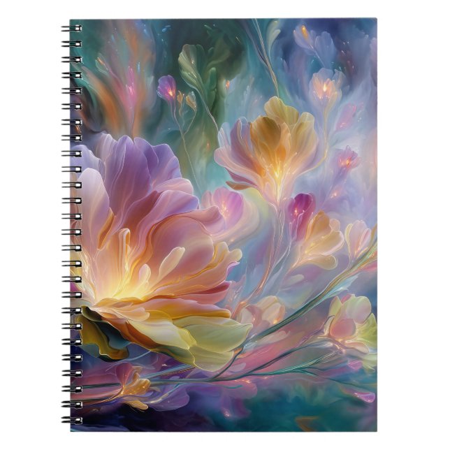 Abstrakt drömlig blomsterträdgård anteckningsbok (Framsidan)