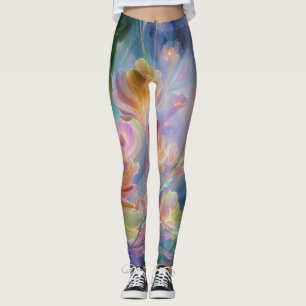 Abstrakt drömlig blomsterträdgård leggings