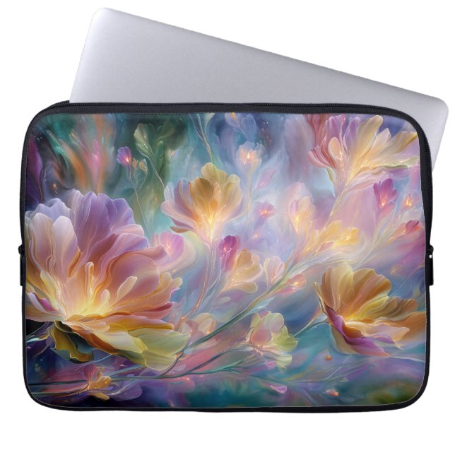 Abstrakt drömmig blomsterträdgård laptop fodral (Framsidan)