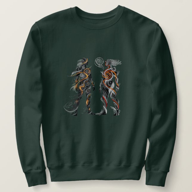 Abstrakt Dualitet Herr Tröja Lång Ärmad Tröja (Design framsida)
