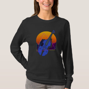 Abstrakt Dubbelbas Jazzmusiker Kontrabas Spela T Shirt