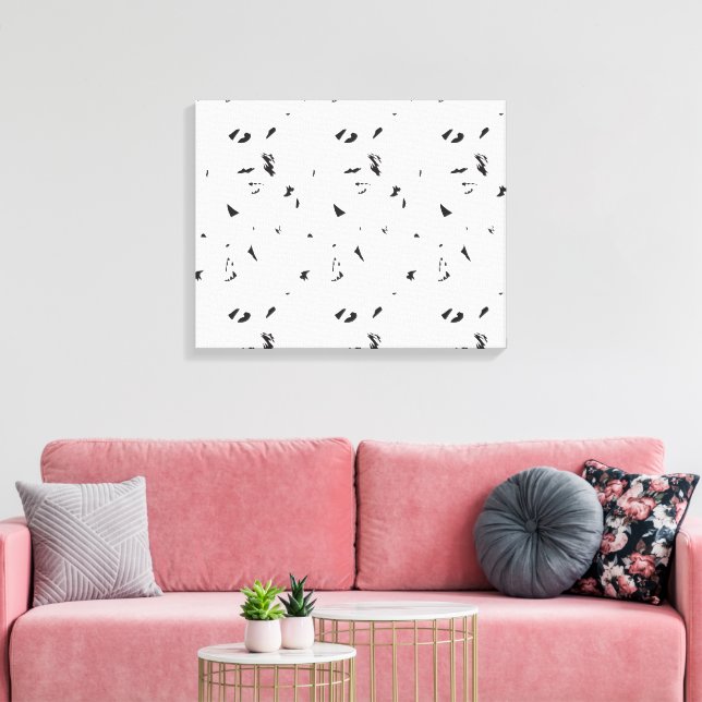 Abstrakt duk väggkonst Svart Vitt Minimal Dekor Canvastryck (Insitu (Vardagsrum))