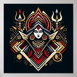 Abstrakt Durga - gudomlig makt i Färg Poster