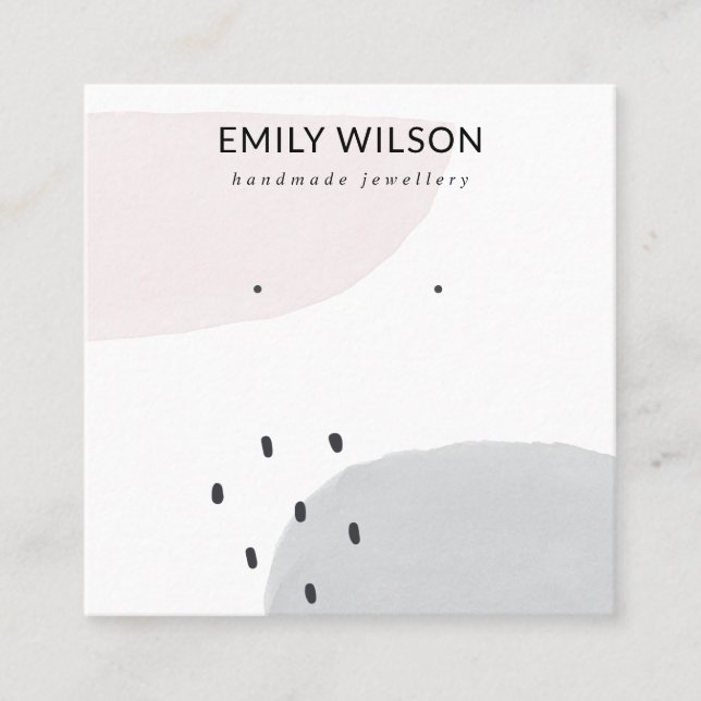 ABSTRAKT  DUSKY GRÅTT STUD EARRING VISNING FYRKANTIGT VISITKORT (Framsida)
