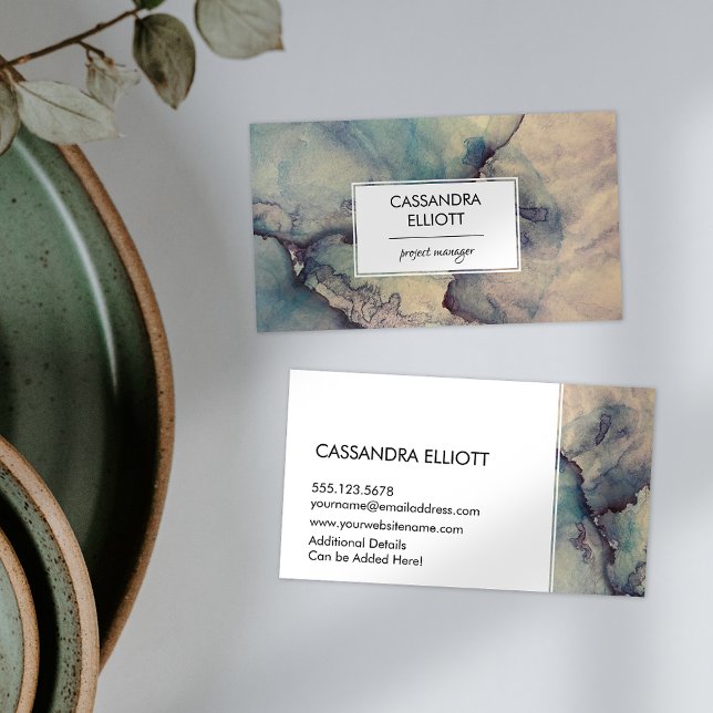 Abstrakt Dusty Blue Lila Alcohol Bläck Liquid Art Visitkort (Skapare uppladdad)