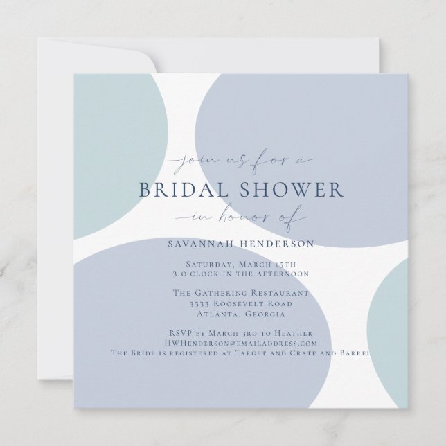 Abstrakt Dusty Blue-Möhippa Inbjudningar (Framsida)