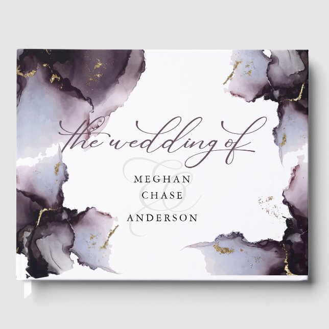 Abstrakt Dusty Heather Amethyst Geode Guest Bok (Framsida)