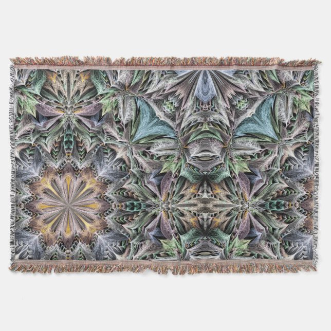 Abstrakt Dusty Succulent Garden Rosette Mönster Filt (Framsidan)