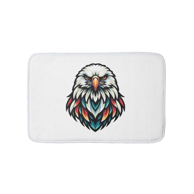 Abstrakt Eagle Porträtt i Vivid Hues Badrumsmatta (Framsidan)