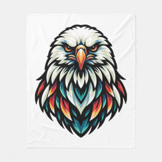 Abstrakt Eagle Porträtt i Vivid Hues Fleecefilt