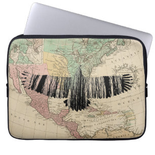 Abstrakt Eagle Träd Silhouettes Vintage USA Karta Laptop Fodral