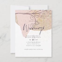 Abstrakt Earth Guld bröllop Bjud in lågkostnadsbud Inbjudningar