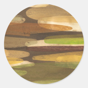 Abstrakt Earth Tone Landskap Runt Klistermärke