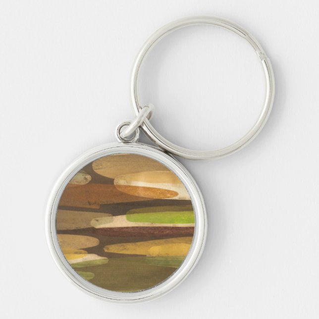 Abstrakt Earth Tone Ligcape Rund Silverfärgad Nyckelring (Framsidan)