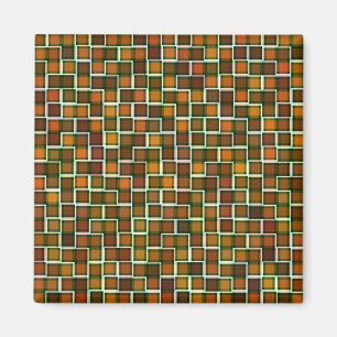 Abstrakt Earth Tone Mosaic Squares Mönster Magnet