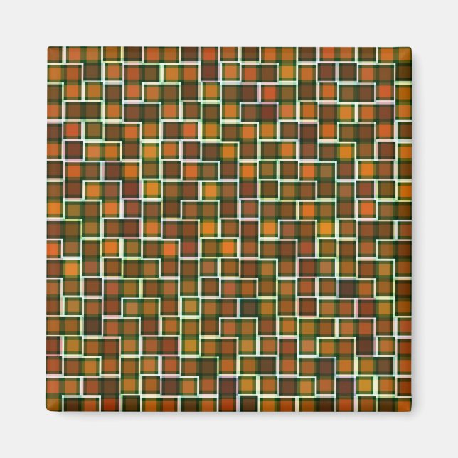 Abstrakt Earth Tone Mosaic Squares Mönster Magnet (Framsidan)