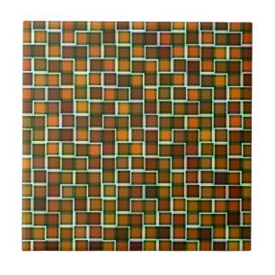 Abstrakt Earth Tone Squares Mönster Kakelplatta