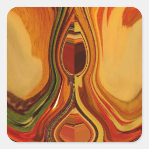 Abstrakt Earth Tone Swirl Art-utskrift Fyrkantigt Klistermärke