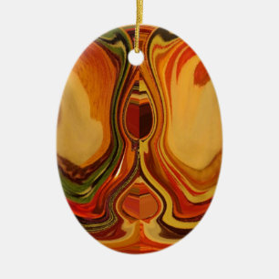 Abstrakt Earth Tone Swirl Art-utskrift Julgransprydnad Keramik