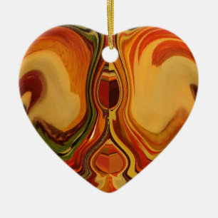 Abstrakt Earth Tone Swirl Art-utskrift Julgransprydnad Keramik
