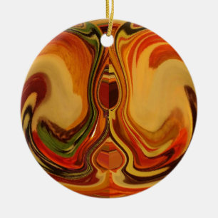 Abstrakt Earth Tone Swirl Art-utskrift Julgransprydnad Keramik